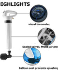 Heavy Duty Air Plunger For Toilet And Drain Unclogger With 80 Psi Power features barometer, sealed valves, balloon seal