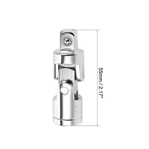 2-Pack 3/8 Inch Drive Universal Joint Socket Set With 90 Degree Swivel Head Four-Direction Sleeve CR-V Steel Heat Treated Chrome Finish Built Tough Corrosion Resistant Pro Grade, 55mm