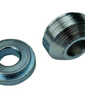 Upgrade Your Ride With This Moroso 64920 Carb Linkage Bushing Kit That Smashes Sloppiness For A Crisp Throttle Response And Fits Vehicle Perfectly, showing two metal bushings with a zinc finish.