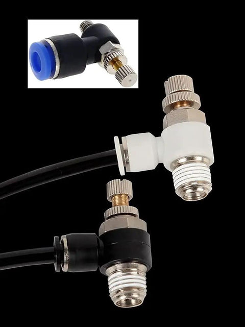 No Sweat Heavy Duty Pneumatic Speed Control Valve Kit With 5mm Male Thread To 6mm Push In Tube Fitting Quick Connector Set For Shop Floor Machinery And Garage Jobs