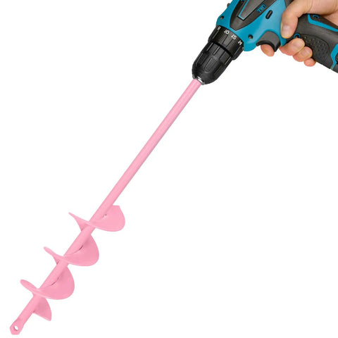 Pair Of Fourteen And A Half Inch Garden Auger Drill Bits For Planting Spiral Bulb Planter With Three Eighths Inch Hex Drive Post Hole Digger