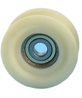 Heavy Duty U Groove V Groove Nylon Caster Wheel With Steel Bearing built tough, viewed from above, showing smooth surface and bearing.
