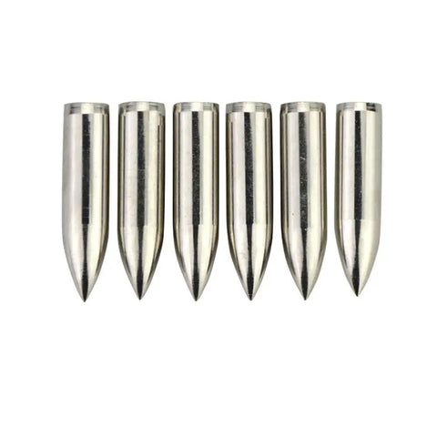 Glue On Field Points For Wooden And Bamboo Arrows, 24 Piece Stainless Steel Practice Tips displayed in a row