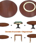 Rotatable Wooden Serving Tray With 360 Degree Silent Swivel Turntable, Heavy Duty Lazy Susan For Dining Table With Base, Walnut Finish
