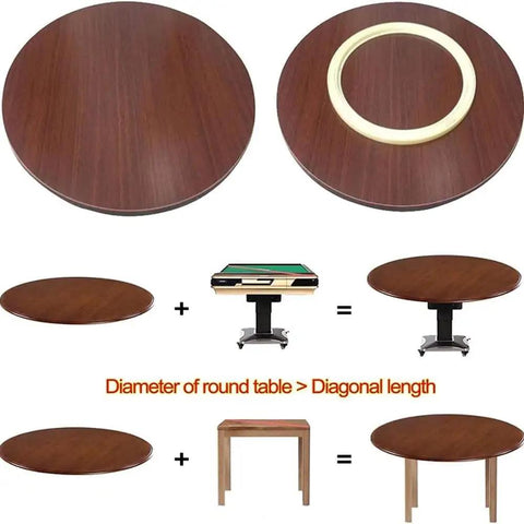 Rotatable Wooden Serving Tray With 360 Degree Silent Swivel Turntable, Heavy Duty Lazy Susan For Dining Table With Base, Walnut Finish
