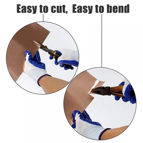 Real Deal One Roll Of Genuine 99.9 Percent Pure Copper Foil Sheets for easy cutting and bending in metal projects.