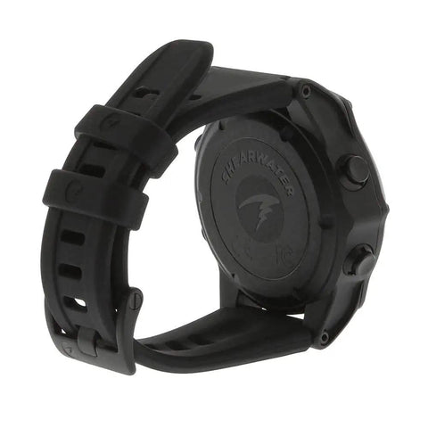 Side view of Teric Dive Computer Watch Pro Grade Nitrox Trimix Decompression with Buhlmann ZHL16c Algorithm, black rubber strap visible.