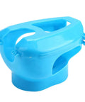 Blue durable plastic pigeon holder for feeding and meds, fixed mount bird fixer rack for young pigeons and chicks, easy medicine feeding.