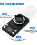 Ultra Precision Milligram Scale 50g/0.001g Pocket Scale With Tare And LCD Display showing functions and modes