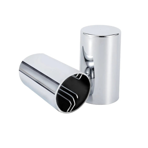 Side view of 33 Millimeter Lug Nut Covers Kit For Hub Piloted Wheels Three And A Half Inch Tall ABS Chrome Push On Nut Covers