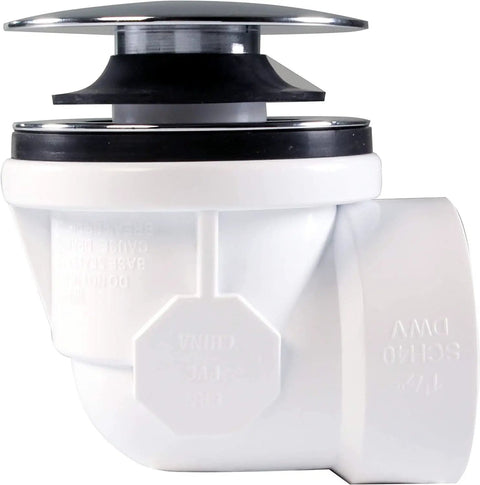 Built Tough Sch 40 Pvc Bath Waste And Overflow Assembly With Slick Illusionary Faceplate And Ada Compliant Toe Touch Drain Plug Polished Chrome.
