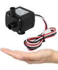 Kick Heat Out With This 12V DC Mini CPU Water Cooling Pump featuring compact design, black plastic, and cooling flow capabilities.