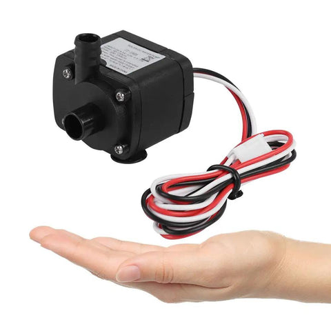 Kick Heat Out With This 12V DC Mini CPU Water Cooling Pump featuring compact design, black plastic, and cooling flow capabilities.