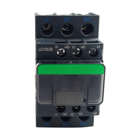 Non Reversing 3 Pole Contactor, 25A, 120VAC Coil, 1 NO and 1 NC Auxiliary, Heavy Duty Motor Starter For 3 Phase Systems front view