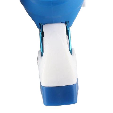 Close-up of the wheel area of Kids Adjustable Inline Skates With Light Up Wheels Blue Roller Blades For Indoor And Outdoor Fun