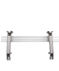 Rock Solid Folding Cabinet Hinge With Dead Silent Damping Slide Rail and Super Slick Lateral Sliding Door Hardware for hassle free wardrobe or kitchen install, top view.