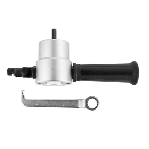 Double Head Metal Nibbler Drill Attachment For Electric And Pneumatic Tools, 160A Cutter, shown with handle and wrench