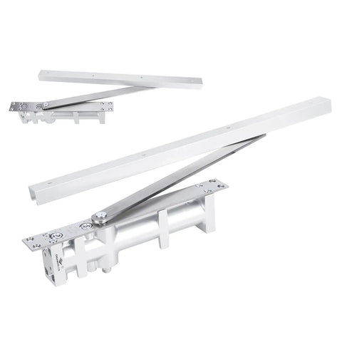 Heavy Duty Aluminum Concealed Hydraulic Door Closer For 80kg Doors With Two Stage Speed Control shown in white aluminum