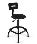 Heavy Duty Shop Stool With Backrest For Garage And Workshop, Adjustable Height, 360 Degree Swivel, Padded Memory Foam Seat