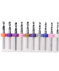 10Pcs PCB Micro Drill Bits Set One Eighth Inch Shank Tungsten Carbide Mini Twist Drill Bits in plastic holders