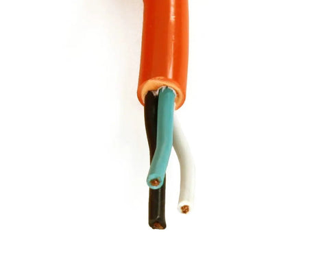 Close-up of Replacement Power Cord For RIDGID 300 And 535 Pipe Threading Machines, 14 Ft Long, 14 Gauge, Double Insulated, Wired In No Plug