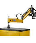 CNC Electric Tapping Machine With Chucks For M3 To M16, Automatic Threading Tool And Touch Screen Control mounted on yellow base.