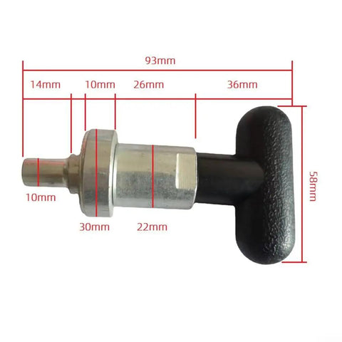Heavy Duty 93mm M30x10 Weight Stack Pin For Gym Machines, Steel Construction, with dimensions marked, rugged pull pin