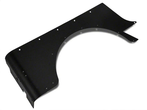 Heavy Duty Corner Guards For 1987 1995 Jeep Wrangler YJ with textured black powder coat steel construction, top view angle.