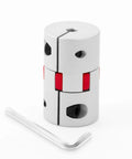 D40xL65 Aluminum Shaft Coupling 8mm To 12.7mm Beefy Flexible Spider Coupler with hex key, shown standing, for 3D Printer and CNC Machine