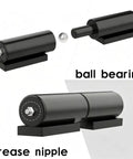 Beefy Barrel Gate Hinge Set For Outdoor Use Heavy Duty Weld On Hinges with ball bearing and grease nipple detail