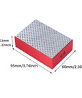 4 Piece Diamond Hand Polishing Pads Set With 60 Grit 100 Grit 200 Grit And 400 Grit showing single red pad dimensions