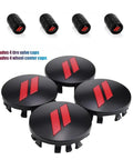 4Pcs Wheel Center Caps 63mm 2.5in With Valve Caps Black Red Pattern Replacement For Challenger Charger Durango And More Dope Look