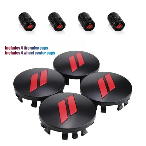 4Pcs Wheel Center Caps 63mm 2.5in With Valve Caps Black Red Pattern Replacement For Challenger Charger Durango And More Dope Look