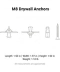 Heavy Duty M8 Drywall Anchors With Screws Kit For Hollow Walls Ideal For Mounting Heavy Shelves Cabinets TV Brackets Mirrors On Plasterboard 50 Pack No Fuss Stable Secure Installations diagram