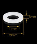 White flat gasket from 12 Piece Silicone Washer Gasket Set With Half Inch Sealing O Rings, dimensions 19mm outer and 11mm inner