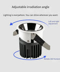 Adjustable irradiating angle view of Smooth Operator Ten Pack Round Led Recessed Lights Ultra Thin Anti Glare Ceiling Spotlights.
