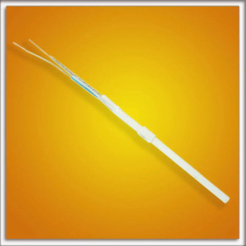 Close-up of soldering handle from 4 In 1 Digital Hot Air Rework And Soldering Station With 70W Soldering Iron on orange background