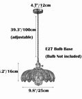 Flower Glass Pendant Light, Ceiling Colorful Lamp, Modern Farmhouse Fixture, 9.8in glass shade dimensions with adjustable chain.