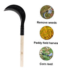 Long Handle Garden Sickle for Weeding and Cultivating Built Tough Manganese Steel Grass Cutter With Comfortable Grip One Handed Use