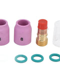 Pro Grade Welding Accessory Kit With Glass Gas Lens Set, Ceramic Nozzles, Copper Components, 12 Pieces, 2.4mm Tips For WP17 WP18 WP26 Torch Use