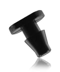 Single black plastic piece from 150 Pieces One Quarter Inch Drip Irrigation End Cap Plugs Barbed Tubing Fittings Kit