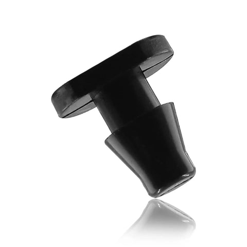 Single black plastic piece from 150 Pieces One Quarter Inch Drip Irrigation End Cap Plugs Barbed Tubing Fittings Kit