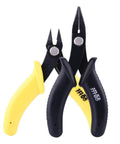 Two Pack Mini Flat Nose Pliers Nippers DIY Tool Set For 3D Metal Model Kits And Jigsaw Puzzles with yellow handles