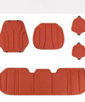 Breathable Car Seat Cushions Full Set With Seaweed Fiber Backrest And Headrest Covers Featuring Solid Non Slip Silicone Base and Airbag Safe Design To Crush Summer Heat and Keep Your Daily Drive Fresh, showing complete set in red.