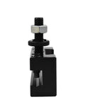 Premium Two Pack Ax Style Piston Tool Holder For Mini Metal Lathes Tough Quick Change Post with threaded bolt and flat washer.