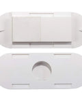 One-Way Bee Escape Valve Porter Style For Beekeeping - Exit Only Hive Gate, top and bottom view of white plastic valves