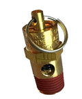 Air compressor relief valve, brass body with red 1/4in NPT threaded base