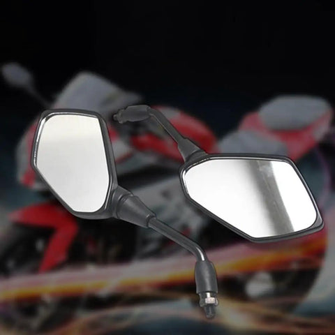 Premium 2 Pack Motorcycle Rearview Mirrors With Wide Angle HD Glass And Anti Shatter Coating For Safe Street Biking Cruiser Scooter Or E bike Riding Experience Featuring Adjustable Foldable Design, black ABS pair