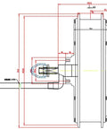 Technical diagram of Beast Mode Fat Tire Electric Bike Kit 48-72V 2000W Front Hub Motor with 135mm Dropout specifications.