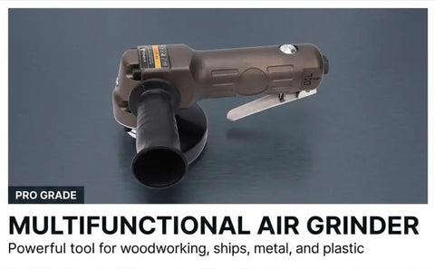 Badass Pneumatic Angle Grinder With 10000 Rpm Air Motor And 110Mm Disc For Fast Polishing Tasks Featuring No Sweat Lightweight Build And Hella Durable Pro Grade Performance For Heavy Shop Work, showing a multifunctional air grinder.
